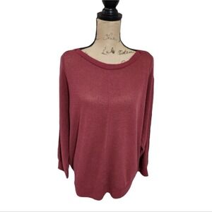 Chenault Muted Brick Red Thermal Long Sleeve Lightweight Blouse Plus Size 2X New